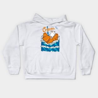 Croissant and Cat in the Wave Kids Hoodie